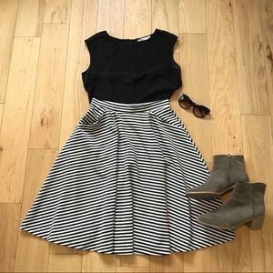 Striped Circle Skirt with Pockets